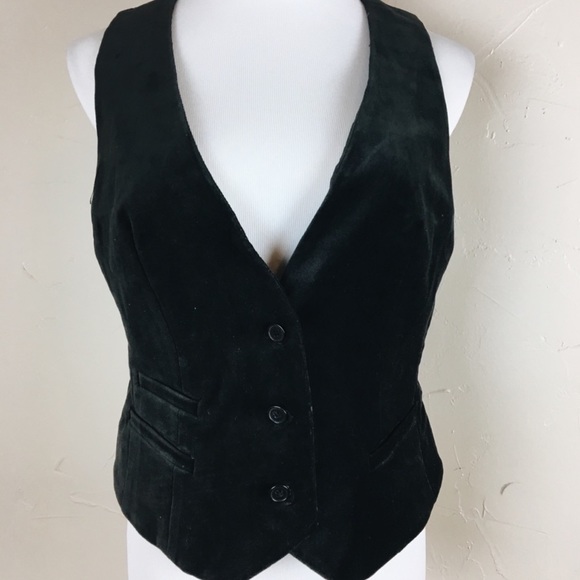 New York & Company black velvet 3 button vest - Picture 2 of 8